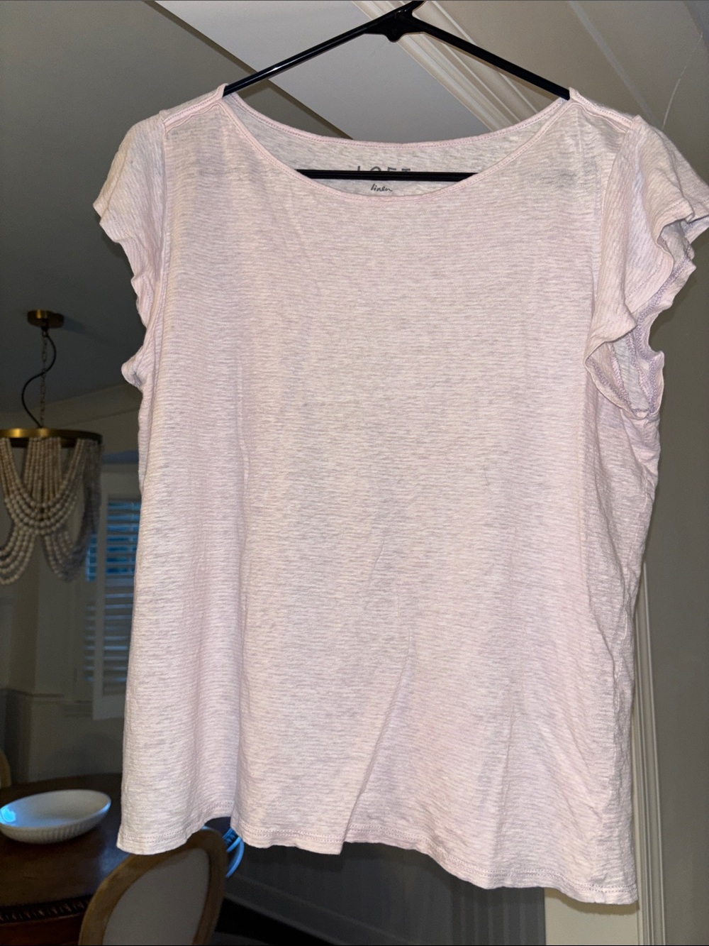 LOFT Light Pink Short Sleeve Tee with Flutter Sleeves